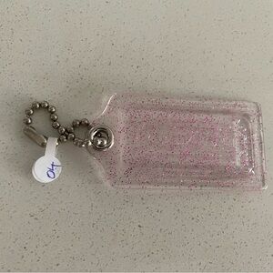 Coach Clear acrylic Hangtag with Pink Glitter XXL